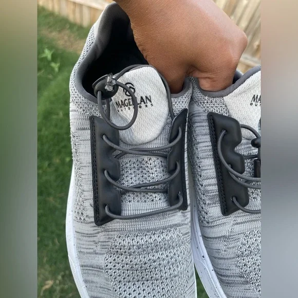 Magellan Mens Sneaker Gray Stretch Lace Up w/Toggle Round Toe Flat Heel Sz 9D - Picture 5 of 7